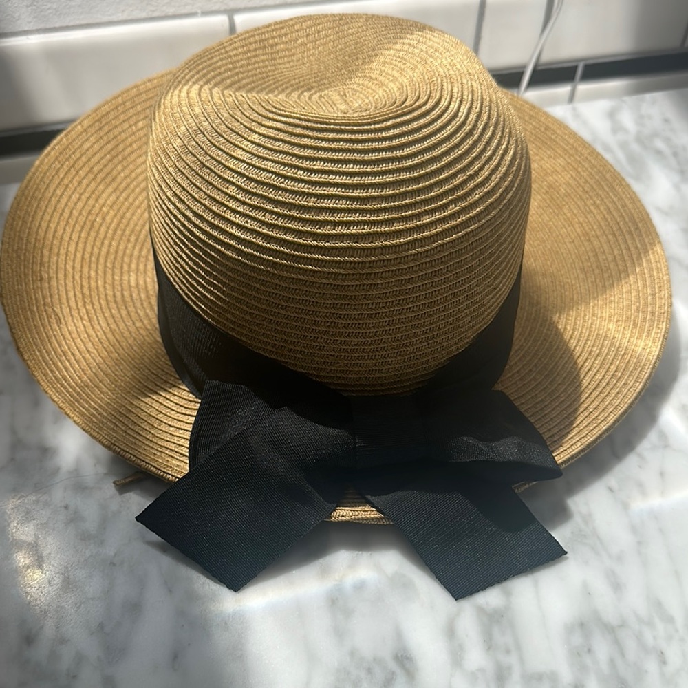 Karen Keith Straw Hat with Black Ribbon - Picture 2 of 9